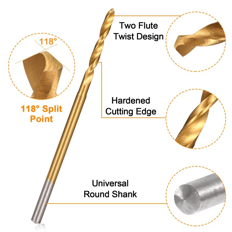 Uolor Mini Twist Drill Bit Set, 10Pcs Micro Engraving Drill