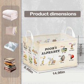 Winnie Nursery Large Hamper Canvas Laundry Basket Foldable With Waterproof Pe Coating, Foldable, for Kids, Boys and Girls, Bathroom and Bedroom Set, Clothes,Toys Bin