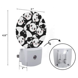 Axayaz Panda Night Light Cute Animal Black White Panda with Pink Blush Polka Dot On Face Plug in Night Lamp Auto Sensor Energy Efficient Dusk to Dawn LED Home Decor