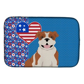Caroline's Treasures WDK5221DDM Red English Bulldog USA American Dish Drying Mat Absorbent Dish Drying Mat Pad for Kitchen Counter Dish Drainer Mat for Countertop, 14 x 21", Multicolor