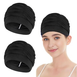 TogtherKings Pack of 2 Women's Swimming Caps, Breathable Swimming Caps, Elastic Polyester Fabric Swimming Caps, Summer Swimming Caps, for Women, Thick, Long Hair, Summer, Holiday, Indoor Pool, Beach