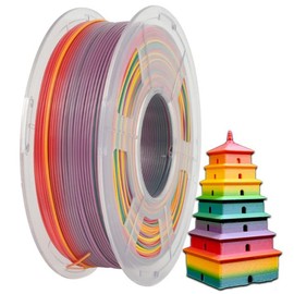 SUNLU PLA Rainbow Filament Silk PLA+ Rainbow Filament 3D Printer Filament Multicolor 3D Printer Filament for Easter, Christmas & Small Business (Smooth Color Change 8m/Color, 1kg 330m:_Rainbow-01