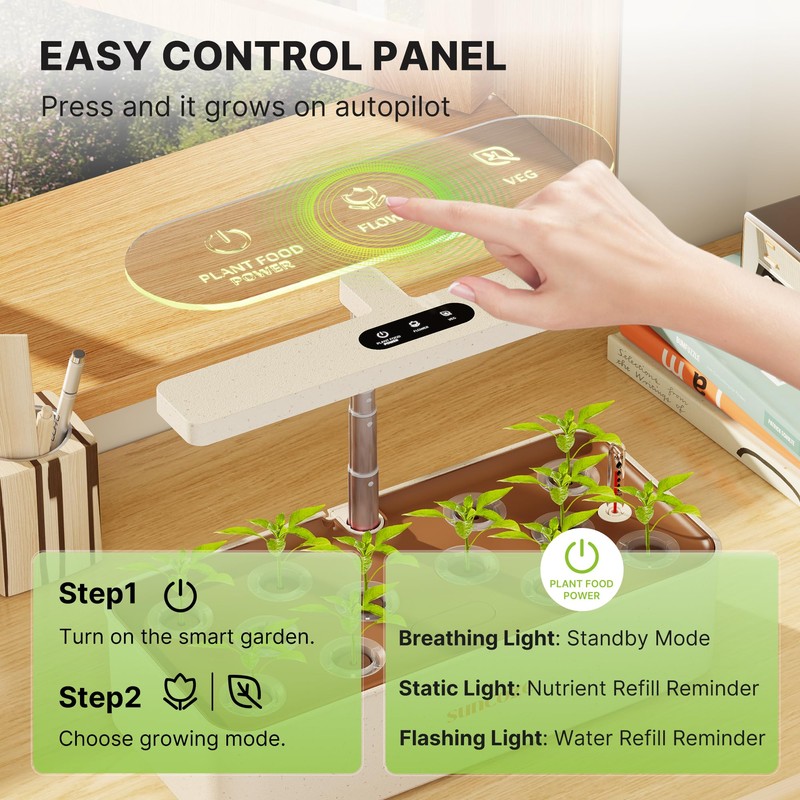 SUNCOZE Hydroponics Growing System Kit 12 Pods, 24W LED Grow