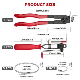 Alpha Rider 12 PCS For Auto/ATV CV Joint Axle Boot Clamp Pliers Tool with CV Boot Clamps Kit, 10 Crimp Bands-Ear Type Extension For Most Cars