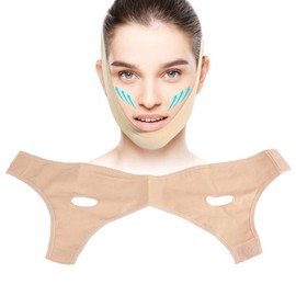 Anti-Wrinkle Face Slimming Mask, Lifting V Face Line Slimming Belt Anti-Ageing & Face Breathable Compression Chin Face Bandage (L)