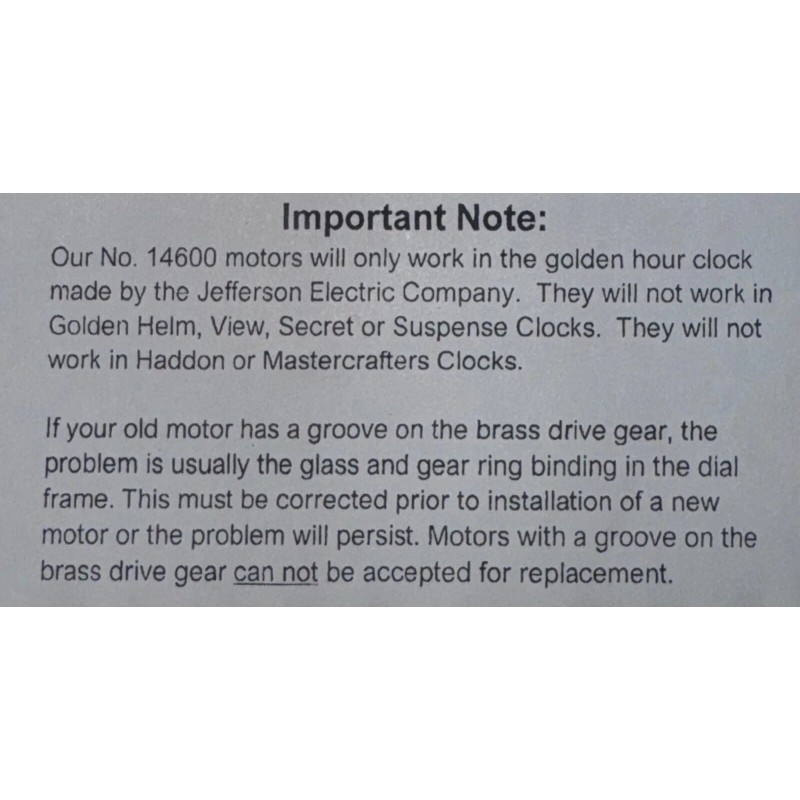 Jefferson **Sale** New Golden Hour Clock Motor - USA 115