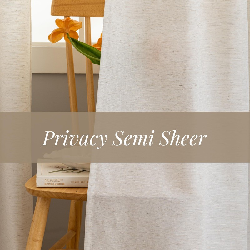 VOILYBIRD Natural Linen Curtains 84 Inch Length 2 Panels for