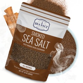 Fine Grain Cold Smoked Sea Salt Over Alderwood, Unrefined Fine Smoky Flavored Kosher Salt for Grilling & Cooking, 30 oz Bag