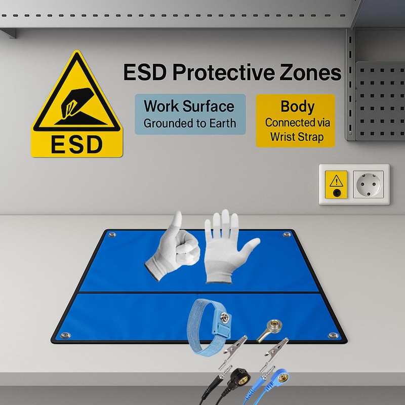 Minadax® 120 x 60 cm Antistatic Mat Set ESD Cuff