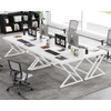 LVB Modern White Computer Desk, Long Industrial Home Office Desk