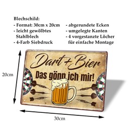 helges-shop Dart Sign - Tin Sign - Darts Decoration Metal Sign for Dart Players - Beautiful Decoration for Dartboard - Dart Accessories Fan Item - Funny Dart Saying - Gifts for Dart Fan - 30 x 20 cm