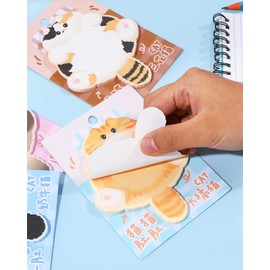 Liobelon 8 Pack 240 Sheets Cat Sticky Notes, Cartoon Cat Post Notes Self Stick Note Pads, Kawaii Animal Cat Stationary Notes Sticker Catty Shape Markers for School Home Office