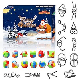 CL FUN Advent Calendar 2021 Christmas 24 Days Countdown Decoration, with 24 Surprises Kids Brain Teaser Puzzles Toys Gift Set, Xmas Holiday Party Favors for Kids, Adults, Boys, Girls and Toddlers