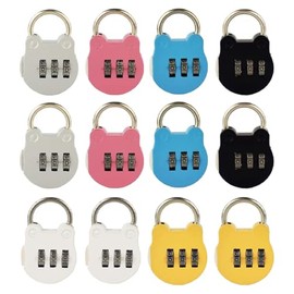 Kellegour Pack of 12 Luggage Lock, Combination Lock, 3 Digit Suitcase Lock, Combination Lock, Padlock Wire Rope, Mini Password Lock, Cute Luggage Lock for Travel Bag, Door Cabinets (6 Colours)