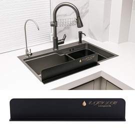 Sink Splash Guard (Upgraded Design) Black Acrylic (Frosted) Light Luxurious Premium Removable Splashback | Kitchen Island Sink Backsplash Guard (17.5x1.2x3.3in) (1pcs)