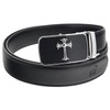 QHA Mens Jesus Cross Automatic Buckle Ratchet Leather Belt Q39-Silver