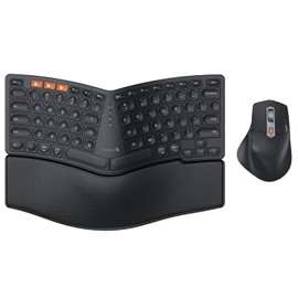 ProtoArc Bluetooth Ergonomic Keyboard Mouse, EKM04 Mini Compact Wireless Ergo Keyboard Mouse Combo, Split Design, Wrist Rest, Multi-Device, Rechargeable, for Windows/Mac - Black