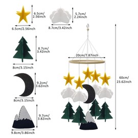 Baby Crib Mobile Hanging Ornament, 3D Starry Clouds Woodland Nursery Bed Ornament, for Baby Shower, Felt Nursery Ceiling Decoration for Girls/Boys (Star)