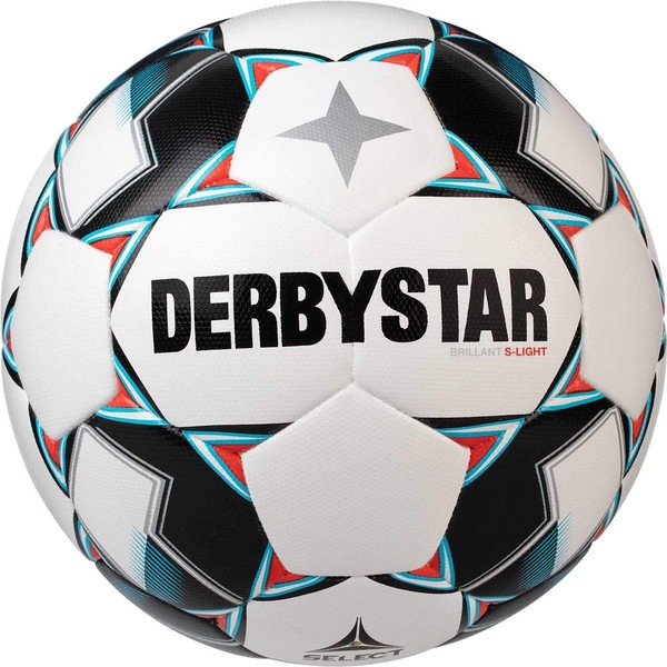 Derbystar Brilliant 1027300162 S-Light DB Ballon de Football pour Enfant Blanc/Bleu/Noir Taille 3