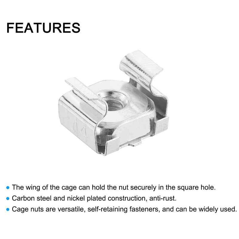 QUARKZMAN M4 x 0.7mm Cage Nut 50pcs Snap In Cage