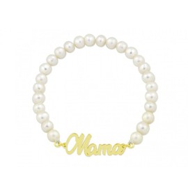 Turmalina by martina Tourmaline Bracelet Chest 925 Sterling Silver Gold Beads Bracelet with Name Mum Diameter 4.5 cm Elastic Jewellery Brand Sterling Silver, Sterling Silver