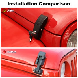 JWWY for Jeep Wrangler Hood Latches Aluminum Stainless Steel Hood Catch Latches Fastene with Lock Kit Fit for Jeep Wrangler JK/JKU 2007-2017, JL/JLU 2018-2024 & Jeep Gladiator 2020-2024,4XE Star Flag