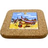 Portuguese Coastline with Traditional Fishermen Themed Natural Cork Trivet -