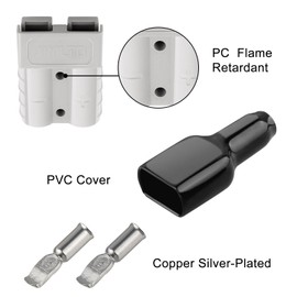 8AWG Tinned Copper Wire with Anderson-Style 50A Connectors 3FT, Heavy-Duty Battery Extension Cable for Solar Panel, Inverter, and RV Applications