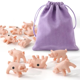 NCPLYGOU 12Pcs Mini Pig Dice Set with Markings, Portable Toss the Pig Game with Storage Bag – No Scoring Card, Just Pigs, Travel Tabletop Family Games, Funny Camping Gifts for Adults
