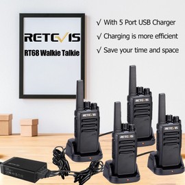 Retevis RT68 Two Way Radios Long Range,Walkie Talkies for Adults Rechargeable with 5 Port USB Charging Station,Portable FRS Two-Way Radios Hunting Outdoors Hiking Road Trips(4 Pack)
