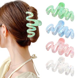 4 PCS 4Inch Large Claw Clips for Women Cute and Stylish Large Hair Clips Acrylic Hair Accessories for Thick Hair and Long Hair Jaw Clips for Girls Gift