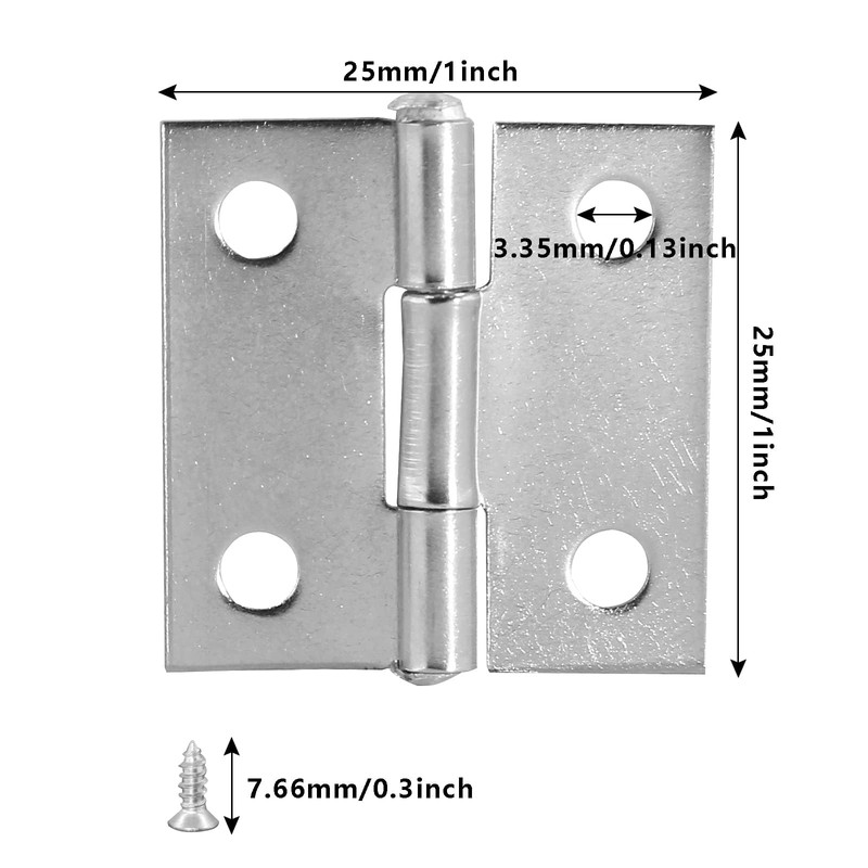 Piutouyar 12 Pack Butt Hinge 1 Inch Mini Hinges 304