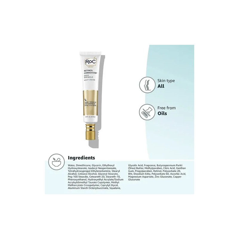 Crema RoC Retinol Correxion para Noche, Anti-Arrugas Profundas, con 30ml