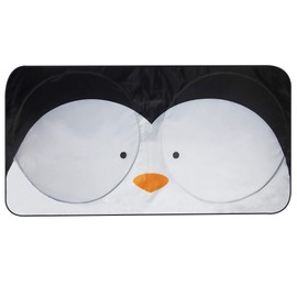 FH Group Medium Foldable Penguin Print Car Windshield Sun Shade - Portable Reflective Sun Visor for Sedans, SUVs, and Trucks Black