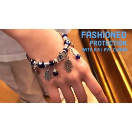 Evil Eye Bracelet Bangle With A Hamsa Hand of Fatima For A Touch Of Luck Charm Protection and Blessings
