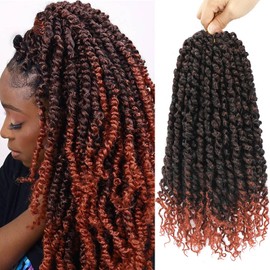 Alrence Passion Twist Crochet Hair 8 Packs Pre twisted Passion Twist Hair For Women Soft Bohe Pre-looped Crochet Braids (14 Inch (Pack of 8), 1B#)