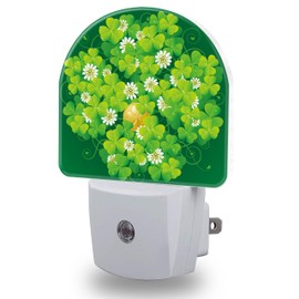 Olotcap St. Patrick's Day Clover Night Light Plug into Wall,Saint Patrick's Shamrock Dusk to Dawn Night Light Plug in, 0.5w Energy Saving Sleep Friendly NightLight for Kids Boys Girls Home Decor