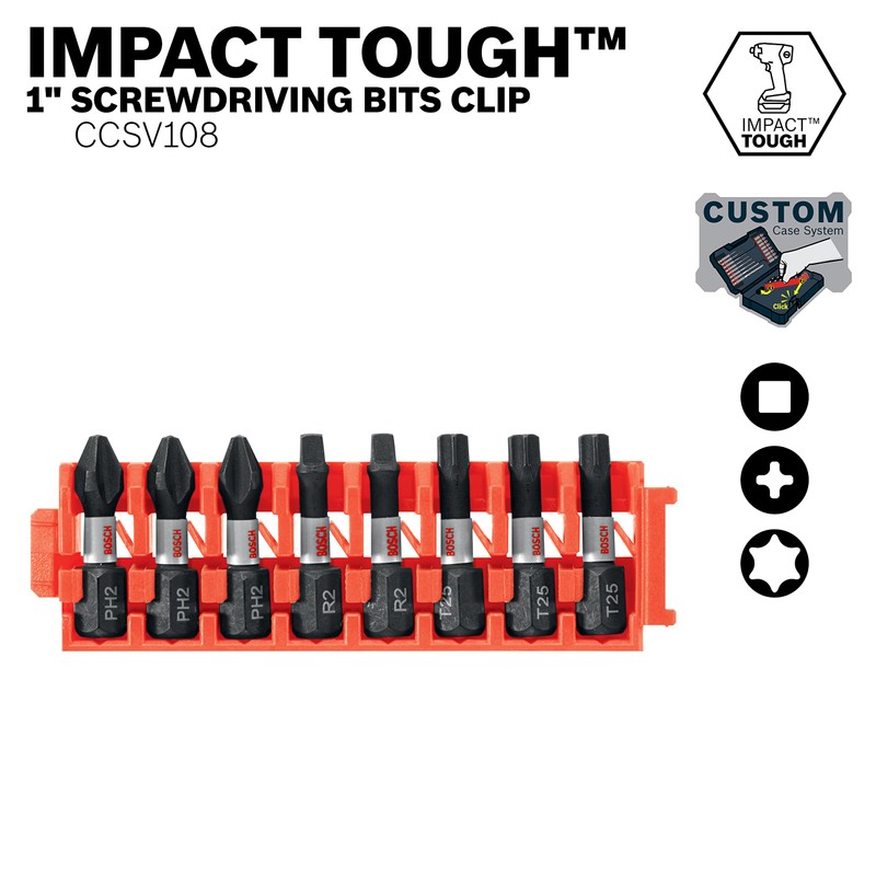 BOSCH CCSV108 8-Piece Assorted Set 1 In. Impact Tough Phillips,