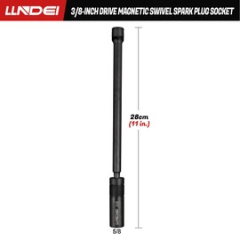 LLNDEI 5/8" Swivel Magnetic Spark Plug Socket, 360 Degree Spark Plug Socket 3/8" Drive 11" Length, Strong Magnetic Grip Swivel Socket for Efficient Spark Plug Changes, CR-V Steel