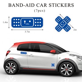 Yourkar Car Bandage Decal, Funny Cute Auto Cartoon Bandage Stickers with 2 Shapes, Waterproof Decorative Band-Aid Sticker Universal for Most Vehicles, Car Accessories for Decor (Dark Blue)