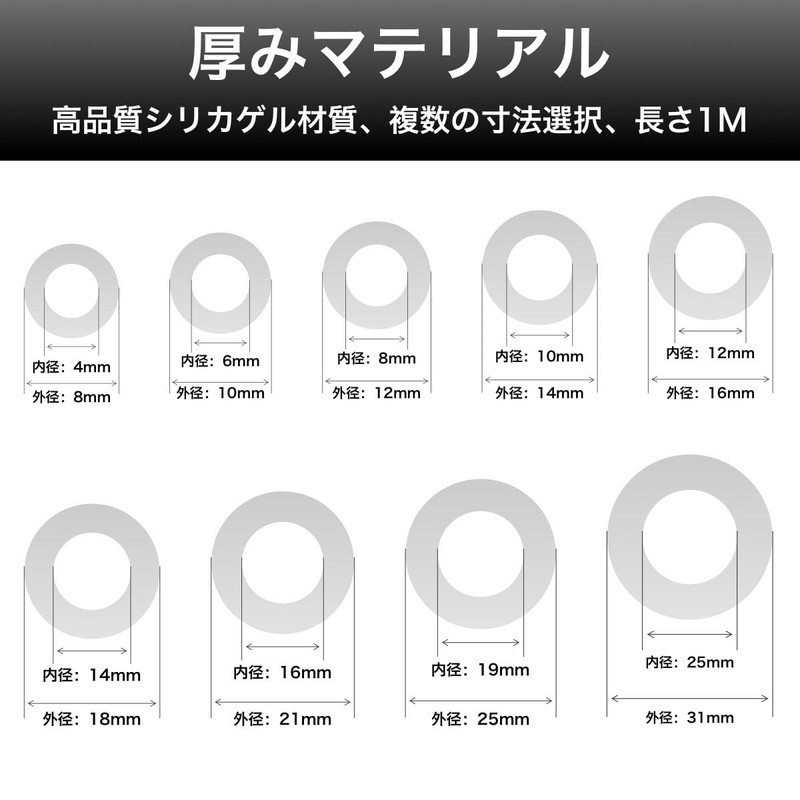 winova Rubber Water Hose Tube Lubricating Oil Hose (Black) Inner