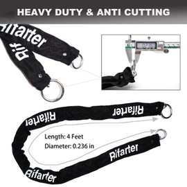 Rifarter Bike Locks Heavy Duty Anti Theft, 18mm Thick Motorcycle U Lock with 6mm x 4ft Chain, Large U Shaped Motorcycle Wheel Chain Lock with 3 Keys for Bicycles, Motorbike, Scooter, E-Bikes, Gates