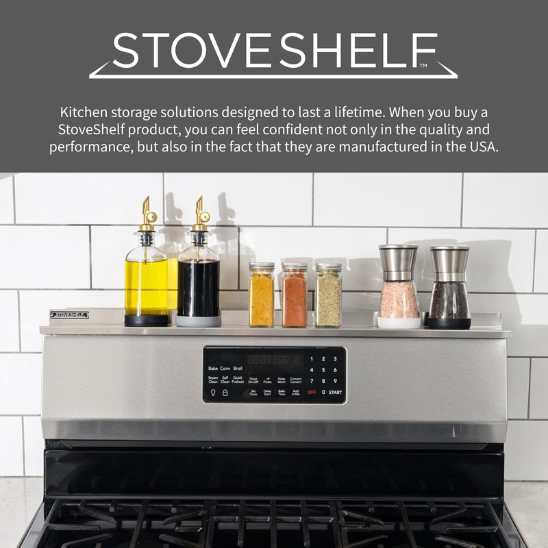 StoveShelf 30" Length Stainless Steel Finish Magnetic Shelf for Kitchen