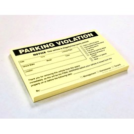 "No Parking" Car & Truck Illegal Violation Warning Form (100 Sheets) Per Pad.