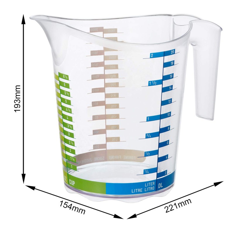 Rotho" Domino LML Measuring Cup, Green/Blue, 2 Litre, 45 x