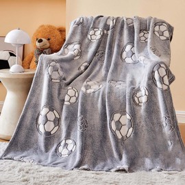 Wajade Football Blanket Children's Cuddly Blanket Gift for Boys Glow in The Dark Cuddly Blanket Gift for 3 4 5 6 7 8 9 10 11 12 13 Years Birthday Good Football 130 x 150 cm