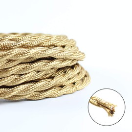 25ft Fabric Cloth Covered Lamp Twisted Wire,PRUNLLA Vintage 18/2 Industrial Electrical Cord,18-Gauge Antique Style for Retro Lamp,DIY Projects(Green Beige)