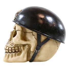 Ebros Military Skull With Crossbones Helmet Gear Figurine 5"H Skeleton Cranium