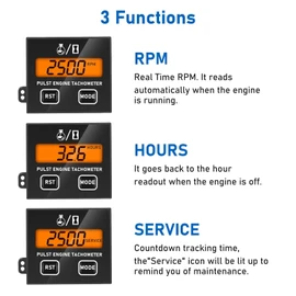 Linkstyle Small Engine Tachometer, Backlight Digital Tachometer Tach Gauge Meter with Clip, Inductive Hour RPM Meter for 2 Stroke 4 Stroke Small Engine