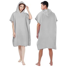 Poncho de Surf con Capucha de Microfibra, 90x 110cm Bata de Baño para Mujer y Hombre, Toalla de Playa, Secado Rápido y Cómodo, para el Surf, la nataci
